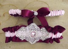 Burgundy and pink garters, by Weddingzilla on etsy.com