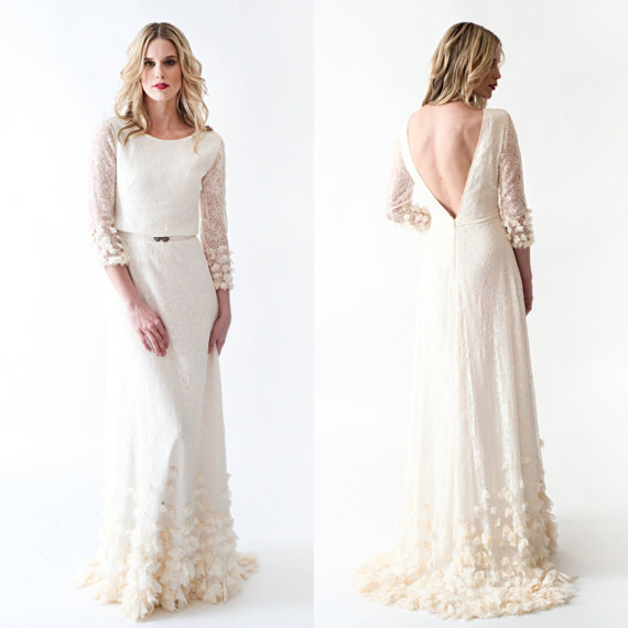 Lace Boho  wedding  dress  US 993 www etsy com shop 